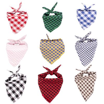 China Custom Viable UK Style Pet Plaid Drool Towel Logo Plaid Saliva Plaid Scarf Dog Multicolor Dog Bandana Viable Fabric for sale