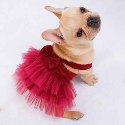 China Multicolor Stocked Clothing Pet Princess Pet Dress Skirt Wholesale Beautiful Summer Clothing for sale