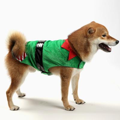 China Sustainable Wholesale Christmas Pet Dress Up Pet Green Elf Catering Pet Clothes for sale