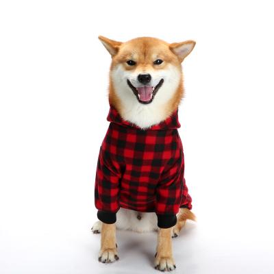 China Viable Custom Dog Hoodie Double Sided Plaid Hoodie Printed Logo Printed Casual Pet Clothes for sale