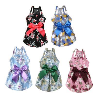 China Wholesale New Stocked Pet Cat Dog Ribbon Spring Summer Dress Dog Princess Pet Clothes Skirt for sale