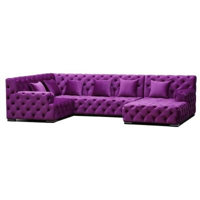 China European Style High Quality Tufted Luxury Chesterfield Sofa Set Classic Purple From Guangdong for sale