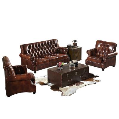 China Retro Mid Century Tufted 1 2 3 Seater Chesterfield Couch Sofa Modern Leather Living Room Furniture for sale