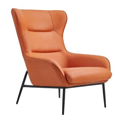 China Comfort Microfiber Orange Faux Leather Design Lazy Lounge Chairs Modern Leather Single Sofa for sale