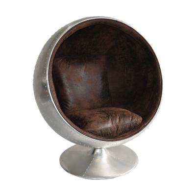 China Leisure aluminum single sofa living room PU fiberglass egg leather round chairs for home for sale