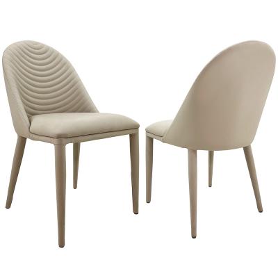 China Full PU Covered Unique Contemporary Cream PU Full Leather Wrapping Dining Chairs for sale