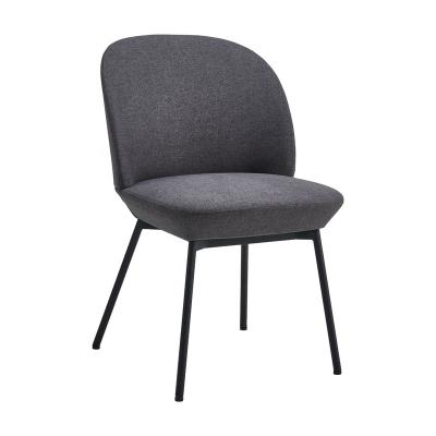 China Comfortable Simple Modern Stylish Shaped Gray Fabric Dining Chairs For Restaurant Home Use for sale