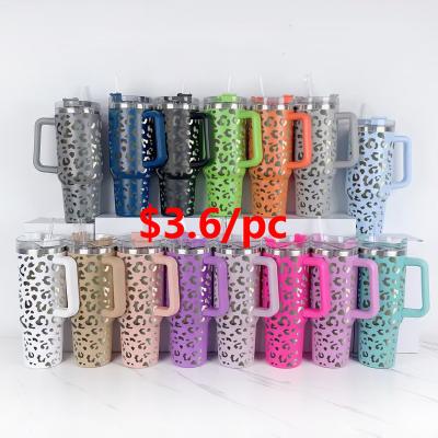 China American Style Promotion 40oz Tumbler with Handle Laser Leopard Logo H1.0 Model In Stock for sale