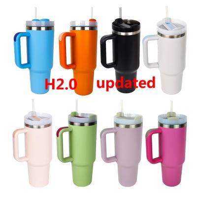 China American Style H2.0 40oz Tumbler with Handle Leakproof Lid Vacuum Tumbler Double Wall Quencher Tumbler Solid Colors for sale