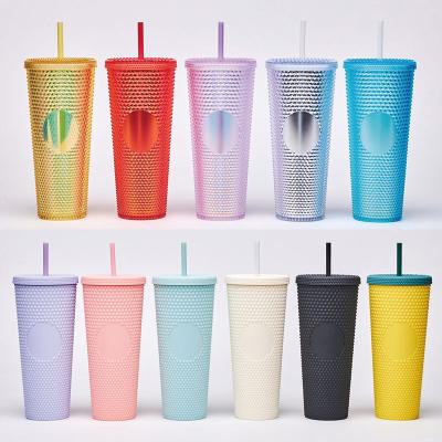 China American Style 24oz Double Wall Tumbler with Lid and Straw Cold Cups Studded Tumbler for Party for sale