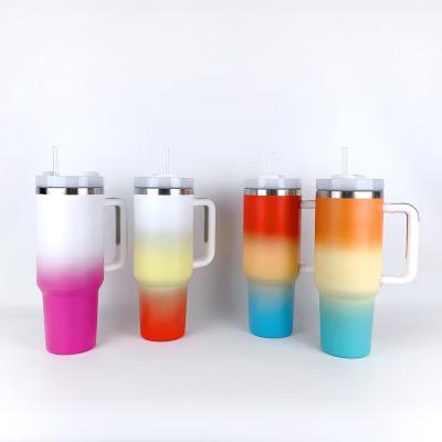 China American Style H2.0 40oz Tumbler with Handle 2 Colors Gradient Beautiful Quencher Tumbler Stainless Steel 304 Double Wall Tumbler for Car Drive for sale