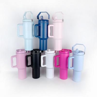 China American Style 2023 Simple Style H3.0 40oz Slim Double Wall Vacuum Quencher Tumbler with To Go Handle and Straw for sale