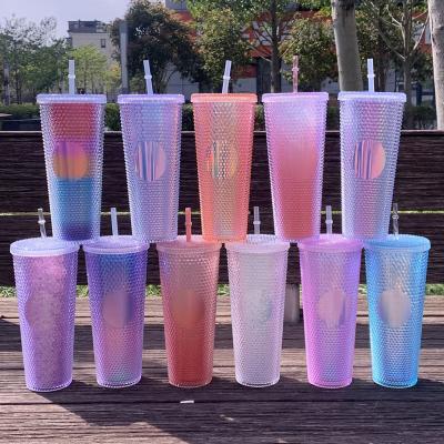 China American Style 24oz Studded Tumbler with Lid and Straw High Quality Double Wall Cold Coffee Cups for Party and Travel for sale