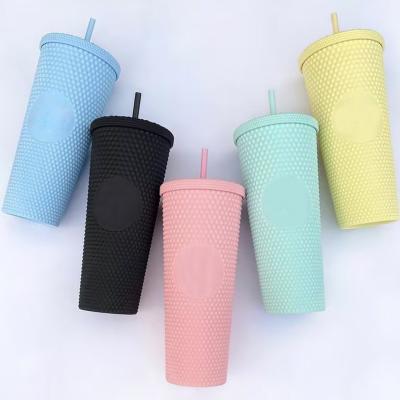 China American Style September Promotion ! 24oz Double Wall Tumbler with Lid and Straw Studded Tumblers for sale