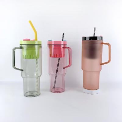 China American Style 40oz Plastic Tumbler with Straw and Handle Large Capacity Coffee Tumbler PCTG Quencher Tumbler for sale