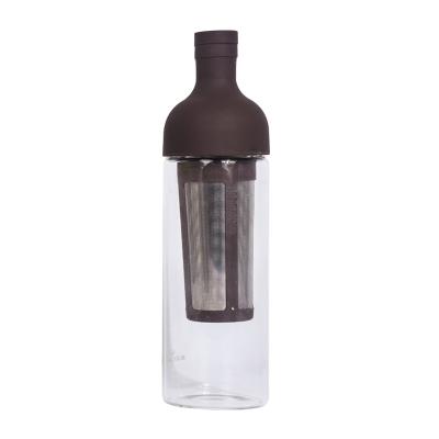 China Sustainable 800ml High Borosilicate Glass Cold Brew Coffee Bottle with Infuser 7 colors in Stock for Tea and Coffee for sale