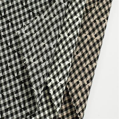 China Sunplustex Woven Double Yarn Faced Dyed Polyester Rayon Spandex Nylon Jacquard Fabric For Pant Gaiters And Dresses for sale