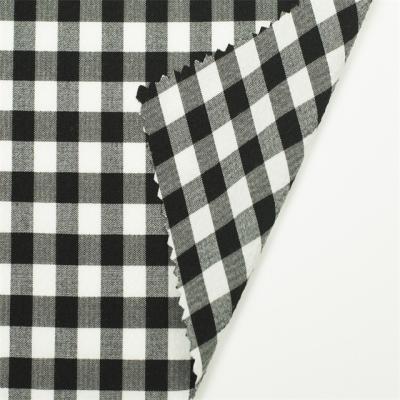 China Sunplustex 4 Way Stretch Fabric Polyester Rayon Spandex Yarn Dyed Black And White Gingham For Garment for sale