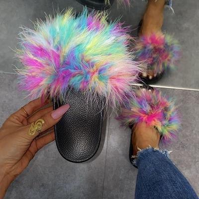 China New Fashion Fur Flat Sandal Faux Fur Slippers Fashion Fur Slippers 2023 Fashion Leather Women's Designer Slippers Fashion Fur Slippers for sale