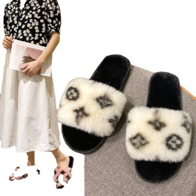 China Slides Slippers 2023 Leather Toe Slides Slippers Women Sandals Shoes Slides Slippers Plush Upper Sandals For Women Slides Slippers for sale