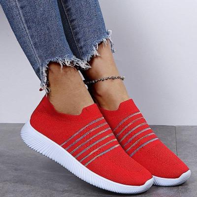 China Flat 2023 Popular Flight Woven Lightweight Women's Mesh Flat Bottom Breathable Casual Shoes for sale