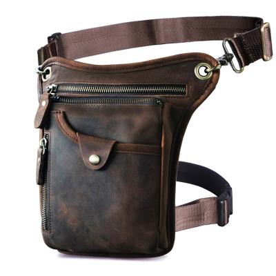 China Vintage Waterproof Shockproof Dustproof Men Whip Outdoor Belt Bag Recycling Genuine Leather Handmade Package for sale