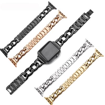 China For Apple Watch Se Series 6/5/4/3/2/1 Luxury For Apple Watch Strap Metal Cowboy Chain Designer Stainless Steel Bands Charm Chain Steel band for men women for sale