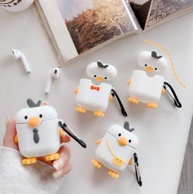 China 3D Cute Super Standing Duck Design For AirPods 1/2/3 Duck Cartoon Earphone Case White for sale