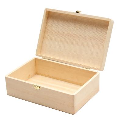 China Handmade Custom Logo Cheap Wooden Box Hinge Lid Keepsake Wooden Box for sale