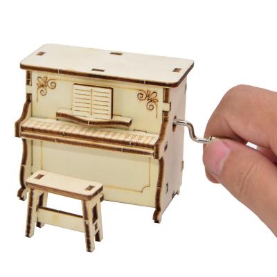 China Wood YQ DIY Piano Music Box Kit Creative STEM 3D Puzzle Wooden Building Block Set Starter Kit Science Kit for sale