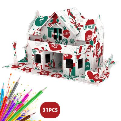 China DIY TOY YQ 3D Puzzle DIY puzzle new dream Christmas House Good quality promotional 3d paper foam puzzle house for children for sale