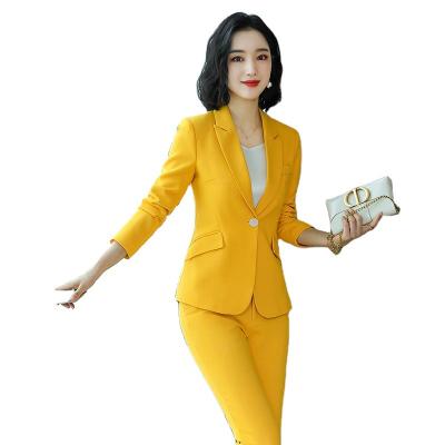 China Breathable Women Formal Suits Ladies Fashion Pink Yellow Green Suits Office Lady Suits for sale