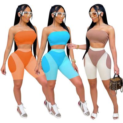 China 2021 Summer QUICK DRY Women's Shorts Two Piece Sets Skinny Shorts 2Pc Piece Women Clothing 2 Piece Set for sale