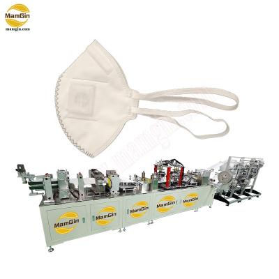 China Full Automatic Vertical Flat Folded PPE N95 KN95 FFP2 Head Strap Mask Making Machine for sale