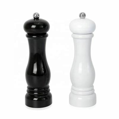 China 8 Inch High Viable Colorful Manual White Pepper Salt Mill Spice Grinder Black Set for sale