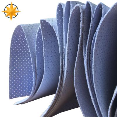 China Sustainable Blue / Yellow Needle Punched PU Coated Chamois Leather Fabric With Hole for sale