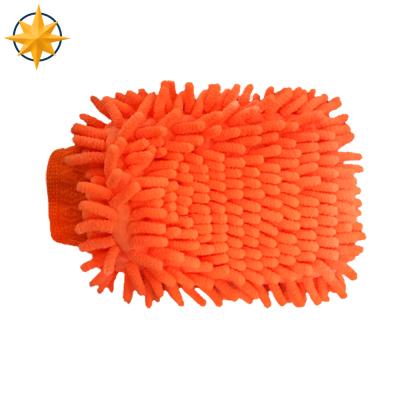 China Eco - Friendly Custom Microfiber Chenille Car Wash Cleaning Glove for sale