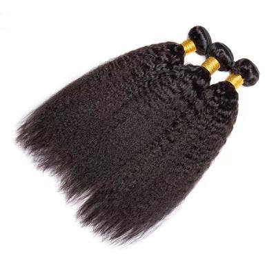 China Kinky Curly Straight Hair Bundles With Closure 12A Yaki Brazilian Straight Human Hair Bundles Unprocessed for sale