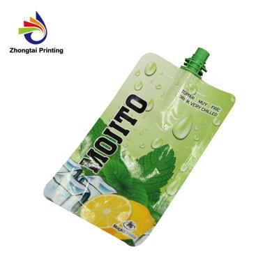 China Custom Printed Eco-Friendly Plastic Liquid Pouch Moisture Proof Reusable Drinks Food Stand Up Pouch With Spout Laminated Spout Pouch for sale