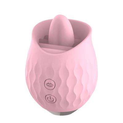 China Amazon Wholesale Hot Sale Rechargeable Silicone Vibrator Rose Tongue Licking Sex Egg Magnetic Rechargeable Vibrator For Women Individual Clitoral Sucking for sale