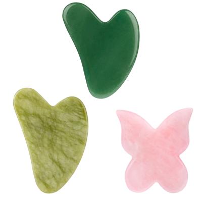 China Whitening Pink Anti Aging Rose Quartz Massage Set Natural Jade Roller Metal Therapy Nephrite Stone Gua Sha for sale