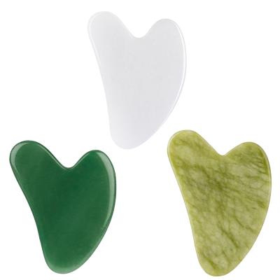 China Whitening 100% Private Label Light Green Jade Stone Gua Sha Natural Facial Massager for sale