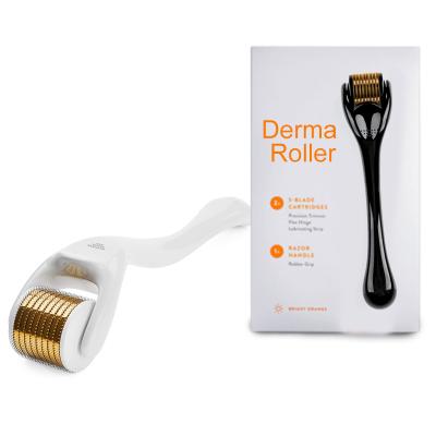 China Anti-Puffiness Titanium Micro Beard Needle 540 Zgts 4 in 1 Customize Derma Roller For Hair Regrowth for sale