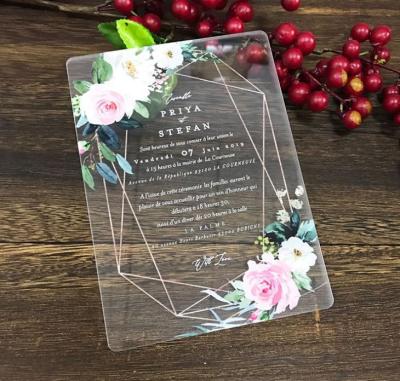 China Europe Round Simple Rose Gold India Design Acrylic Wedding Invitation Greeting Card for sale