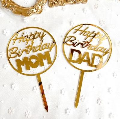 China Amazing Birthday Cake Toppers Happy Birthday Mom Happy Birthday Dad Cake Topper Eco-Friendly Acrylic Cake Topper for sale