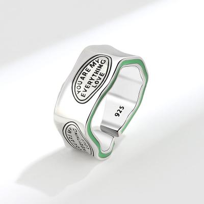 China CLASSIC Hot Vintage Letter Green Avocado Jewelry Amazon Ladies Promotion Factory Price Wholesale Thai Silver Finger Ring for sale