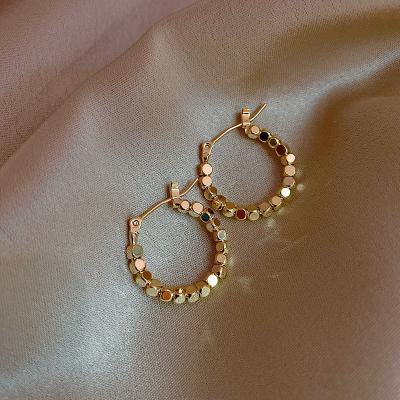 China 2022 New Cute Vintage Style 18k Gold Plated Stainless Steel Geometric Spiral Smooth Female Chunky Hoop Earrings Twist Earrings for sale