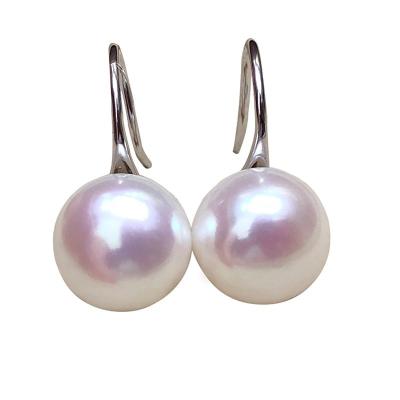 China Silver Plated Real Pearl Hoop Earrings Cute Elegant Circle Base Earrings Silver Plated Party Jewelry for sale