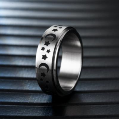 China CLASSIC Titanium Stainless Steel Sun Moon Star Cloud Lightning Snow Spinner Rings Stirring Ring Stress Relieving Anxiety Couple for sale