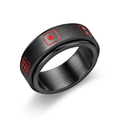 China CLASSIC European and American Style Star Moon Pattern Rotatable Unisex Titanium Steel Finger Rings for sale